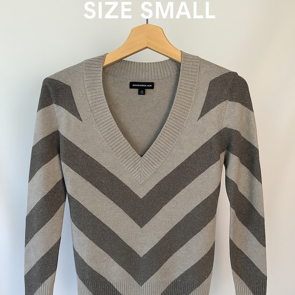 Express Design Studio Metallic Chevron Sweater – Size Small Holiday Top - Picture 2 of 6